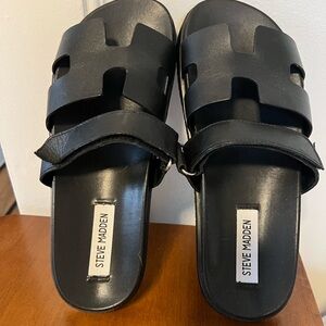 Steve Madden Black Slide Sandals